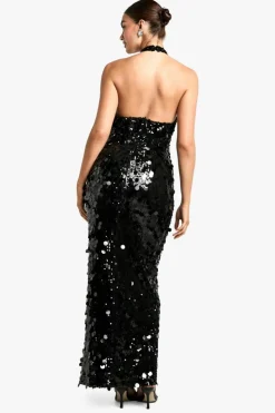 Maxi Dresses|Dresses*boohoo Disc Sequin Halterneck Maxi Dress black