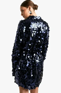 Shirt Dresses*boohoo Disc Sequin Shirt Dress navy
