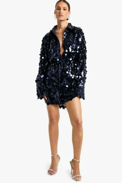 Shirt Dresses*boohoo Disc Sequin Shirt Dress navy