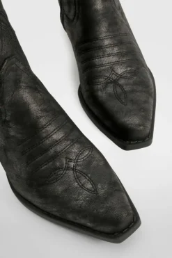 Cowboy Boots|All Boots*boohoo Distressed Cowboy Western Boots black