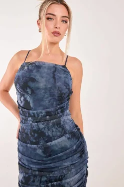 Midi Dresses*Pink Vanilla Distressed Mesh Racer Midi Dress Navy