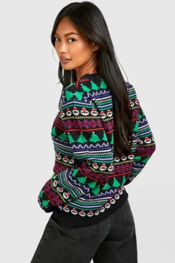 Jumpers*boohoo Ditsy Fairisle Christmas Jumper navy