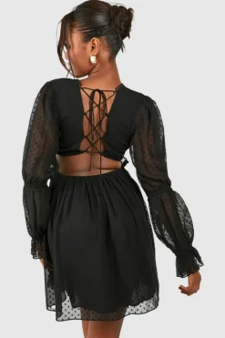 Smock Dresses*boohoo Dobby Cross Back Smock Dress black