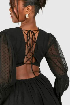 Smock Dresses*boohoo Dobby Cross Back Smock Dress black