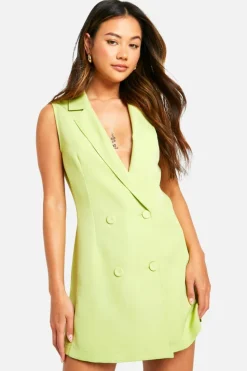 Blazer Dresses*boohoo Double Breasted Micro Mini Blazer Dress soft lime