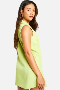 Blazer Dresses*boohoo Double Breasted Micro Mini Blazer Dress soft lime