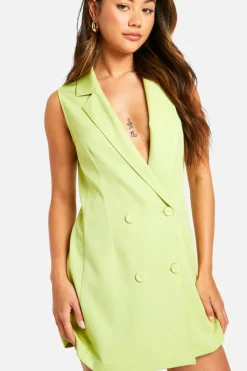 Blazer Dresses*boohoo Double Breasted Micro Mini Blazer Dress soft lime