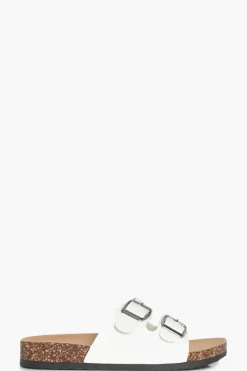 Flats|Sandals*boohoo Double Buckle Footbed Slider white