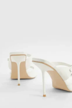 Sandals|Heels*boohoo Double Buckle Square Toe Heeled Mules white