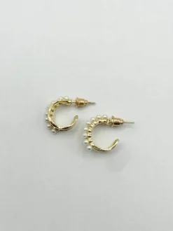 Earrings*SVNX Double Conch Hoop and Pearl Earring Gold