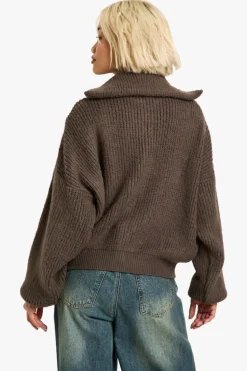 Cardigans|Jumpers & Cardigans*boohoo Double Ended Zip Up Brushed Knit Oversized Cardigan tobacco