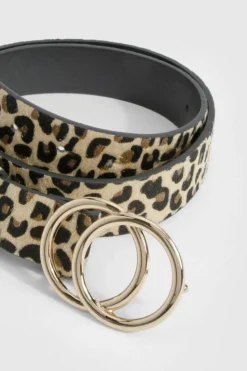 Belts*boohoo Double Ring Detail Print Belt leopard