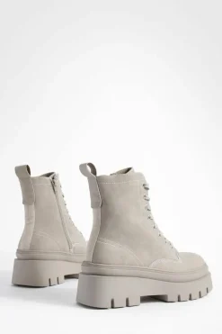 Chunky Boots|Biker Boots*boohoo Double Sole Chunky Hiker Boots grey