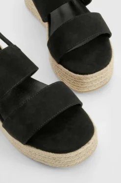 Sandals*boohoo Double Strap Chunky Flatform Sandals black