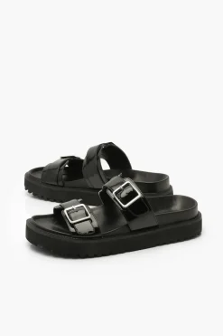 Sandals|Flats*boohoo Double Strap Chunky Footbed Sliders black