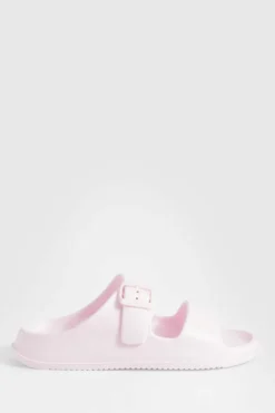 Sandals*boohoo Double Strap Chunky Sliders baby pink