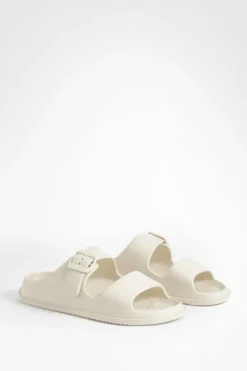 Sandals*boohoo Double Strap Chunky Sliders stone