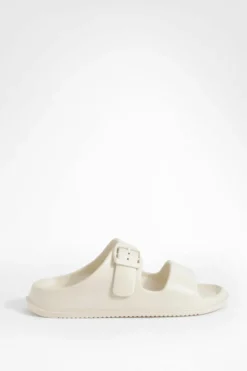 Sandals*boohoo Double Strap Chunky Sliders stone