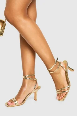 Heels*boohoo Double Strap Flat Heel Sandals gold