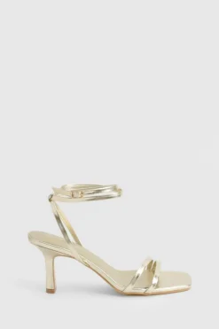 Heels*boohoo Double Strap Flat Heel Sandals gold