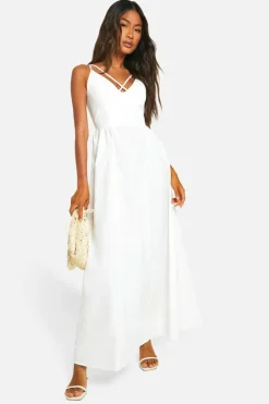 Smock Dresses*boohoo Double Strap Maxi Dress white