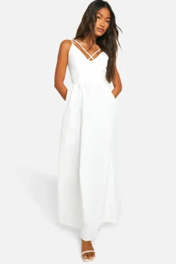 Smock Dresses*boohoo Double Strap Maxi Dress white
