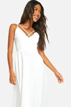 Smock Dresses*boohoo Double Strap Maxi Dress white