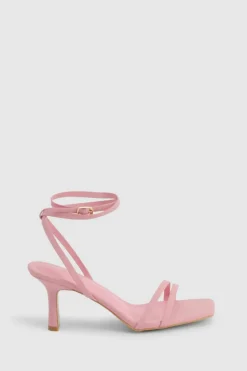 Heels*boohoo Double Strap Mid Height Heels pink