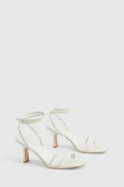 Heels*boohoo Double Strap Mid Height Heels white