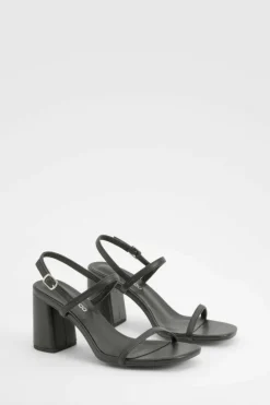 Heels*boohoo Double Strap Slingback Block Heel Sandals black
