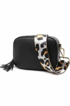 Cross-Body Bags*Kitise Double Strap Tassel Charm Canvas Strap Camera Crossbody Bag Black