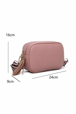 Cross-Body Bags*Kitise Double Tassel Zip Compartments Crossbody Bag With Canvas Wide Strap Black