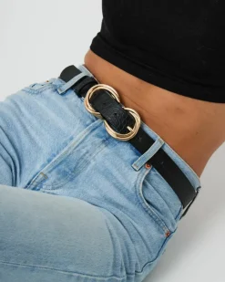 Belts*My Accessories London Double Twisted belt in Croc Black