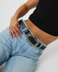Belts*My Accessories London Double Twisted belt in Croc Black