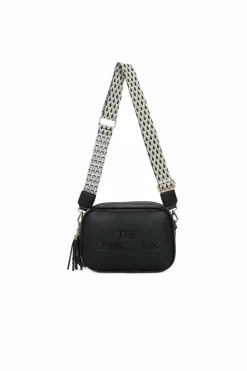 Cross-Body Bags|Handbags*Kitise Double Zip Tassel Accent Embossed Camera Bag With Canvas Strap Black
