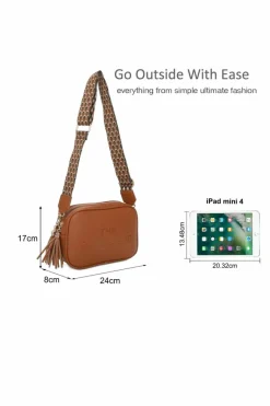 Cross-Body Bags|Handbags*Kitise Double Zip Tassel Accent Embossed Camera Bag With Canvas Strap Black