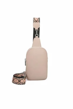 Cross-Body Bags|Handbags*Kitise Double Zipper Crossbody Sling Bag With Detachable Canvas Strap Beige