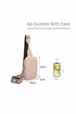 Cross-Body Bags|Handbags*Kitise Double Zipper Crossbody Sling Bag With Detachable Canvas Strap Beige