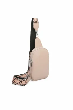 Cross-Body Bags|Handbags*Kitise Double Zipper Crossbody Sling Bag With Detachable Canvas Strap Beige