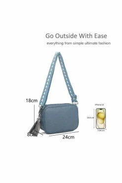 Cross-Body Bags*Kitise Double Zipper PU Leather Tassel Charm Canvas Strap Crossbody Bag Black