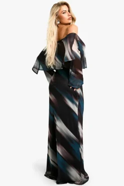 Maxi Dresses*boohoo Drape Abstract Printed Mesh Maxi Dress multi