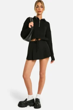 Jumpers|Jumpers & Cardigans*boohoo Drawstring Zip Funnel Neck Jumper black