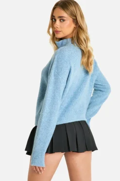 Jumpers|Jumpers & Cardigans*boohoo Drawstring Zip Funnel Neck Jumper blue