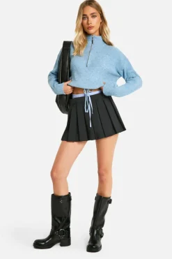 Jumpers|Jumpers & Cardigans*boohoo Drawstring Zip Funnel Neck Jumper blue