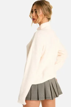 Jumpers*boohoo Drawstring Zip Funnel Neck Jumper ecru