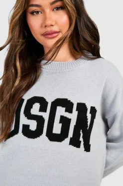 Knitted Co-Ords|Shorts*boohoo Dsgn Crew Neck Jumper And Shorts Knitted Set grey