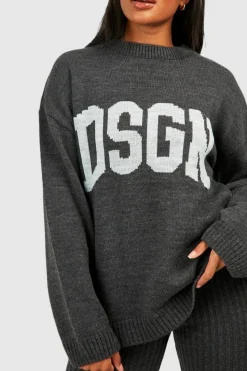Jumpers|Dsgn Studio*boohoo Dsgn Crew Neck Knitted Jumper charcoal