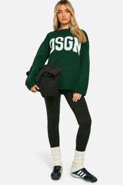 Jumpers|Dsgn Studio*boohoo DSGN Crew Neck Knitted Jumper bottle green