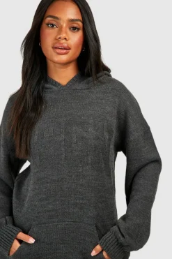 Knitted Co-Ords|Dsgn Studio*boohoo Dsgn Oversized Hoody And Wide Leg Trouser Tracksuit charcoal