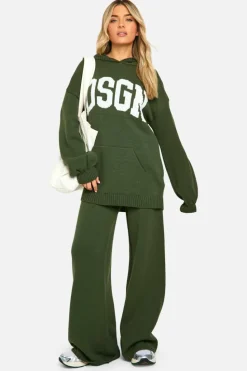 Knitted Co-Ords|Dsgn Studio*boohoo DSGN Oversized Hoody And Wide Leg Trouser Set khaki